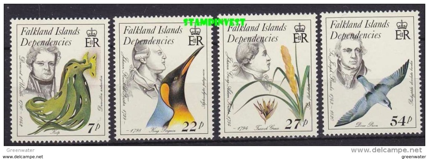 Falkland Islands Dependencies 1985 Early Naturalists 4v ** Mnh (42212) - Falklandeilanden