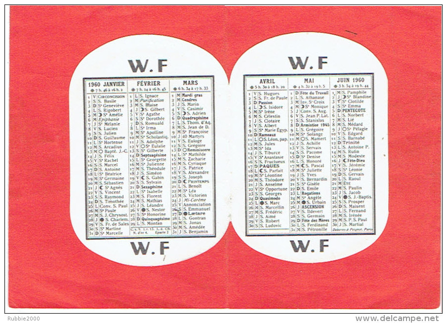 CALENDRIER 1960 FIL COUTURE CABLE LOUIS D OR 6 FILS EN SUPERBE ETAT BOBINE DE FILS - Petit Format : 1941-60