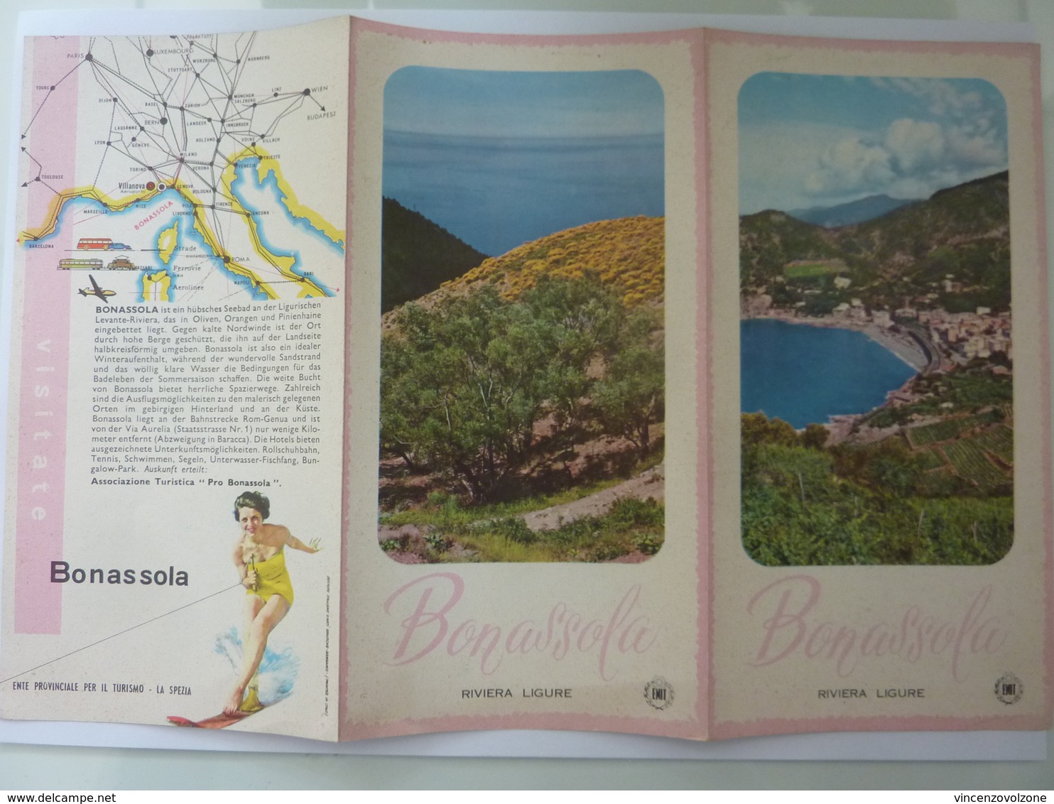 Pieghevole "BONASSOLA Riviera Ligure" ENIT Anni '60 - Dépliants Turistici