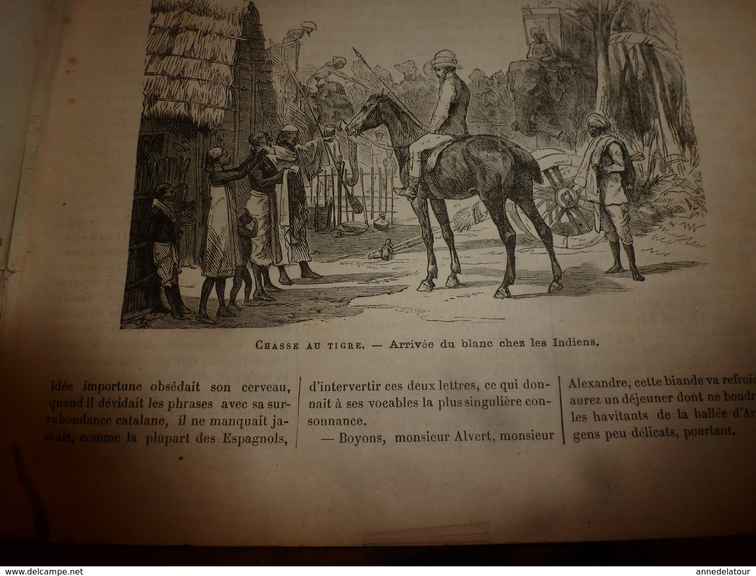 1883 JdV : Jeu du ririki aux îles Fidji; Chasse au tigre en Inde et Indochine;etc  (document en très mauvais état)