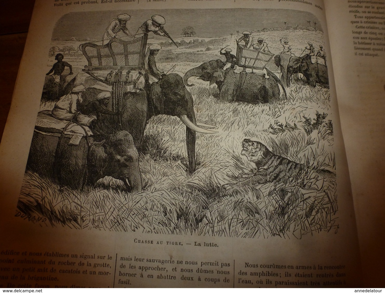 1883 JdV : Jeu du ririki aux îles Fidji; Chasse au tigre en Inde et Indochine;etc  (document en très mauvais état)