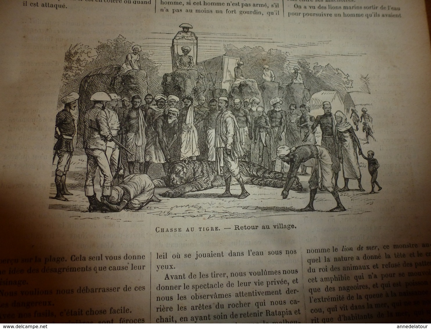 1883 JdV : Jeu du ririki aux îles Fidji; Chasse au tigre en Inde et Indochine;etc  (document en très mauvais état)