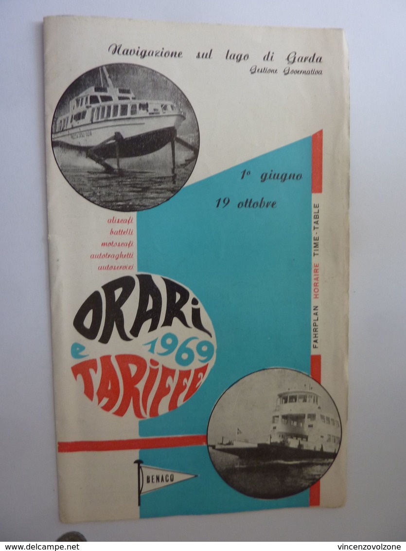 Pieghevole "NAVIGAZIONE LAGO DI GARDA ORARI  E TARIFFE 1969" - Dépliants Turistici