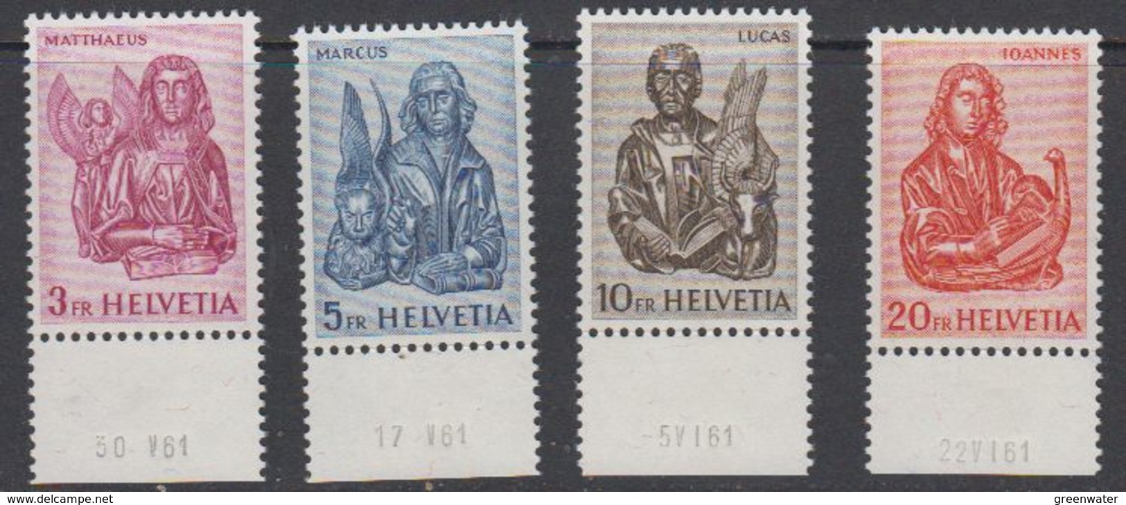 Switzerland 1961 Evangelisten 4v (printing Date In Margin) ** Mnh (42213A) - Ongebruikt