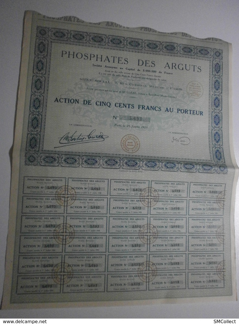 31 Haute Garonne ? Société Des Phosphates Des Arguts, Janvier 1929 - Mines