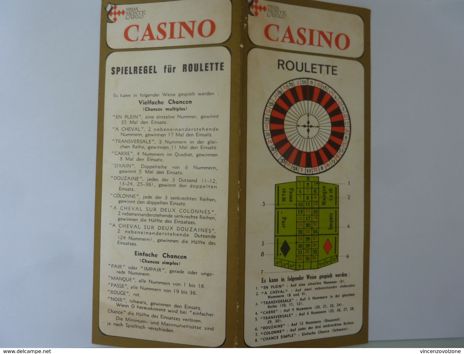 Pieghevole Illustrato "SBM MONTE CARLO ROULETTE" Anni '60 - Dépliants Turistici