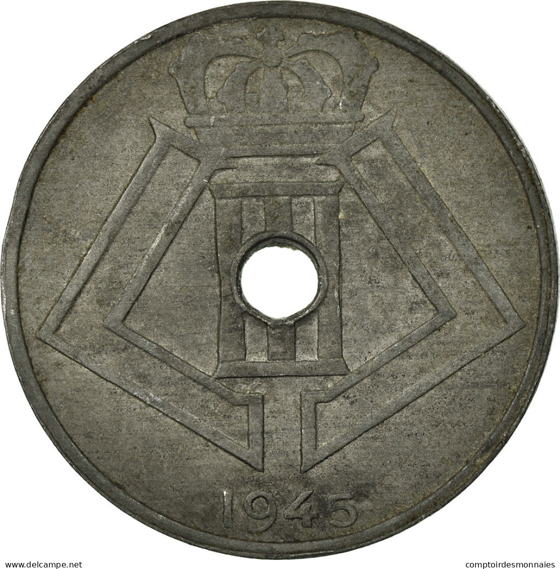 Monnaie, Belgique, 25 Centimes, 1945, TB+, Zinc, KM:132 - 10 Centimes & 25 Centimes