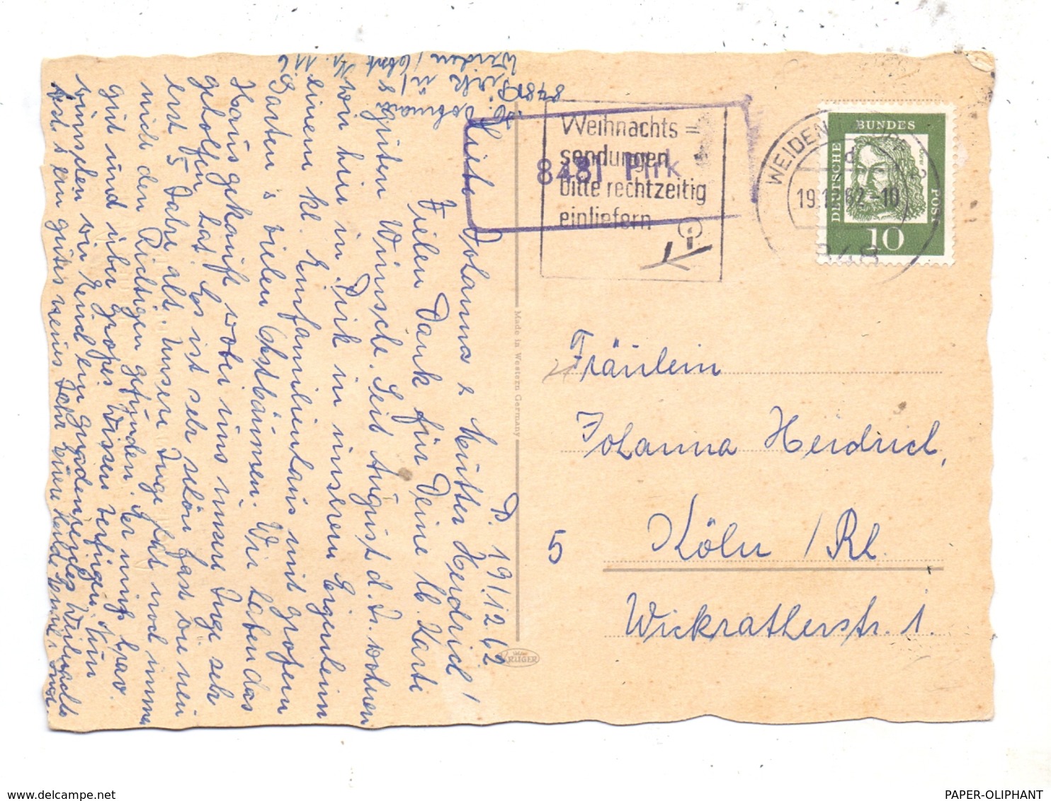 8481 SCHIRMITZ - PIRK, Postgeschichte, Landpoststempel 1962 - Neustadt Waldnaab