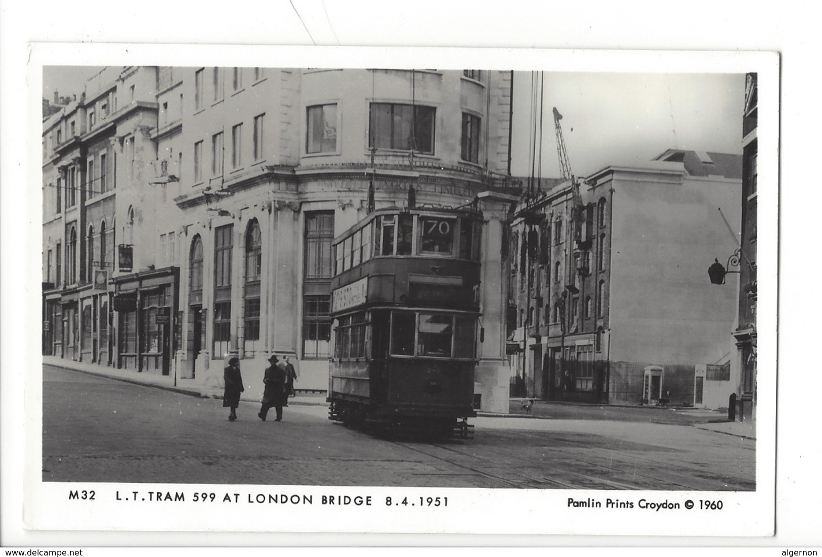 21671 - London Tram 599 At London Bridge 08.04.1951 Pamlin Prints Croydon 1960 - Autres & Non Classés