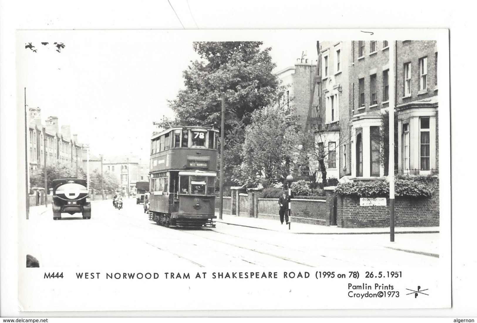 21673 - London West Norwood Tram At Shakespeare Road 26.05.1951 Pamlin Prints Croydon 1973 - Autres & Non Classés