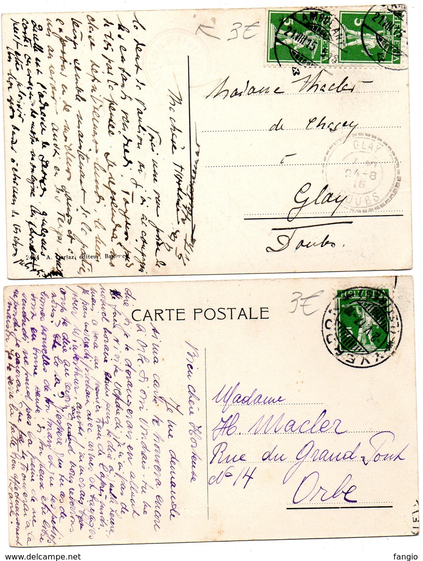 SUISSE -- LOT De Deux Cartes -- "Au Sommet De La Dent De Vaulion" § "Mont-Blanc Et Aiguille Verte" -. - Mon