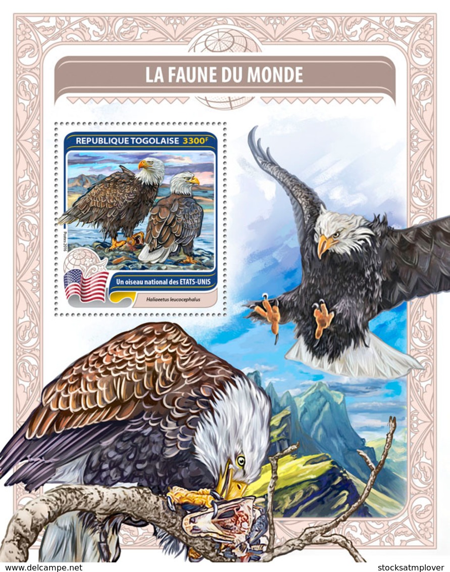 Togo  2016 Fauna  The World National Bird Of USA .eagle - Togo (1960-...)