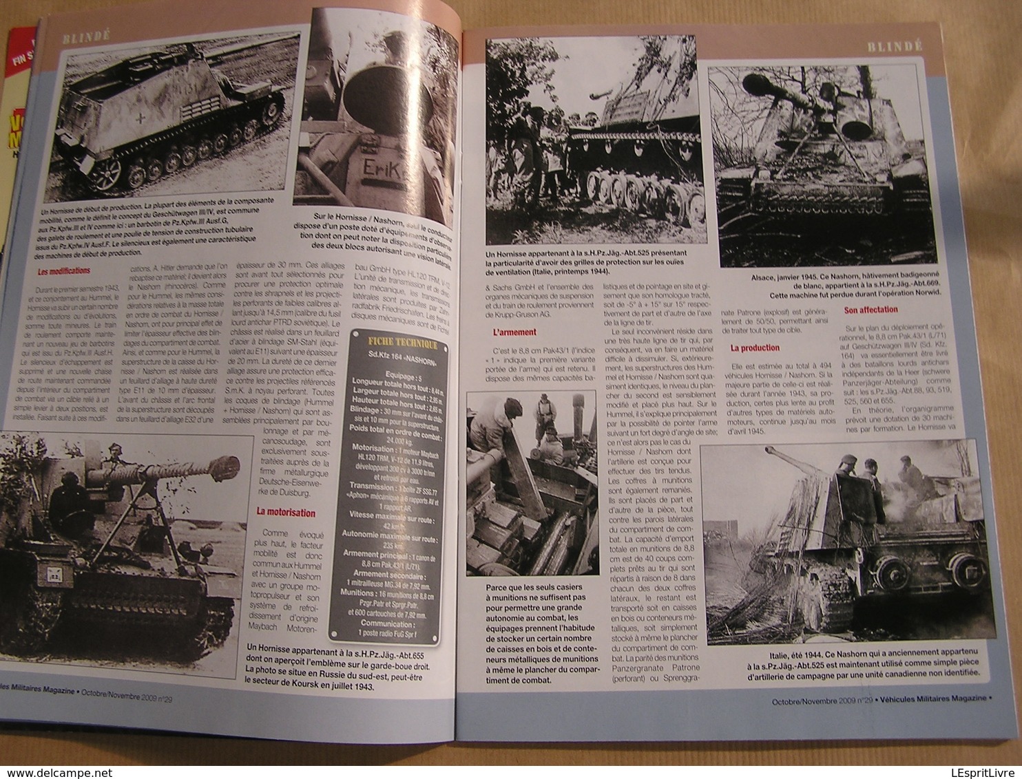 VEHICULES MILITAIRES Magazine N° 29 Guerre 40 45 Char Klimenty Nashorn Moto Guzzi Camion Diamond Willys Voiture du Bled