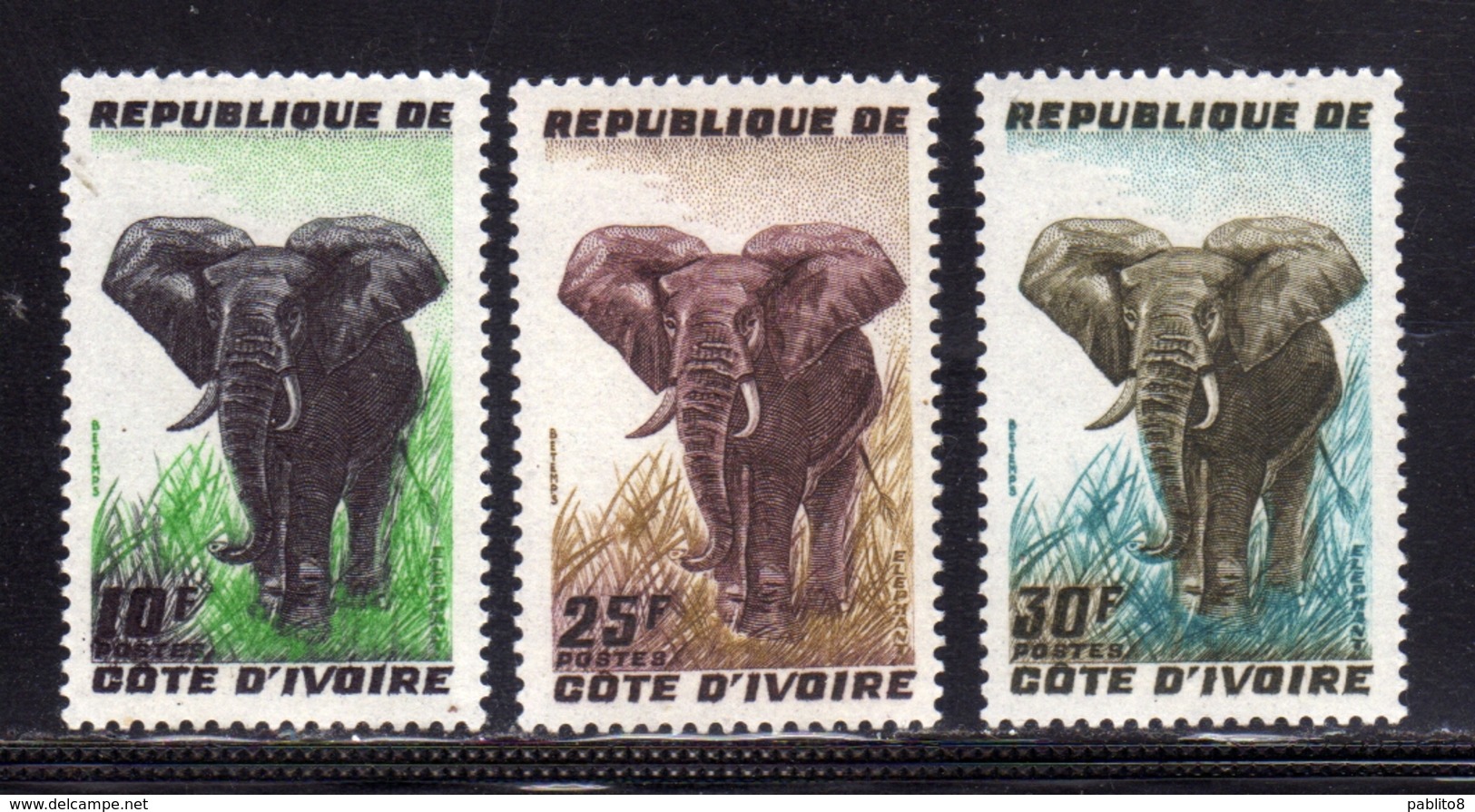 IVORY COAST COSTA D'AVORIO COTE D'IVOIRE 1962 FAUNA ANIMALS ELEPHANT ANIMAUX COMPLETE SET SERIE COMPLETA MNH - Costa D'Avorio (1960-...)