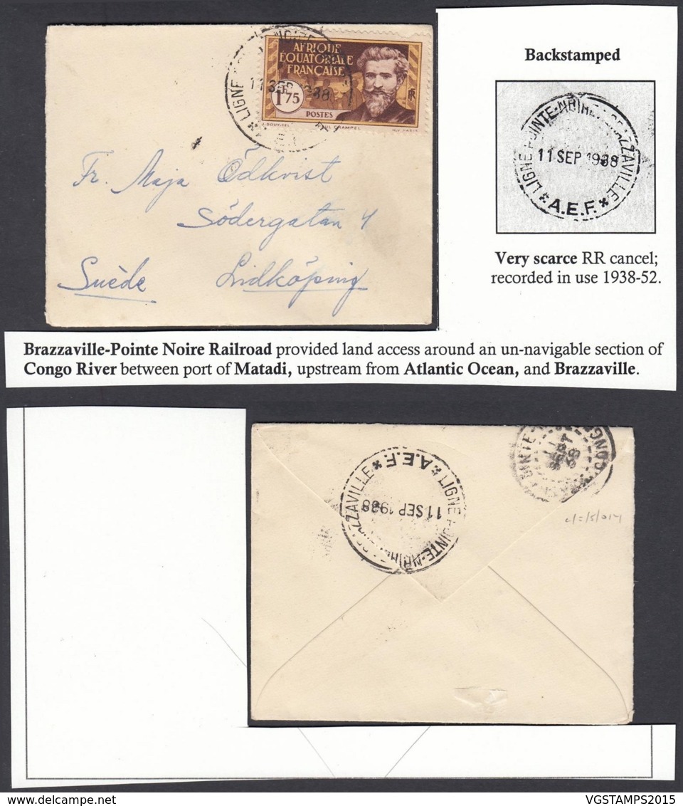 AEF - Lettre Yv55 Seul De Brazzaville Vers Lidkoping, Sweden 01/10/1937 (7G29710) DC2553 - Brieven En Documenten