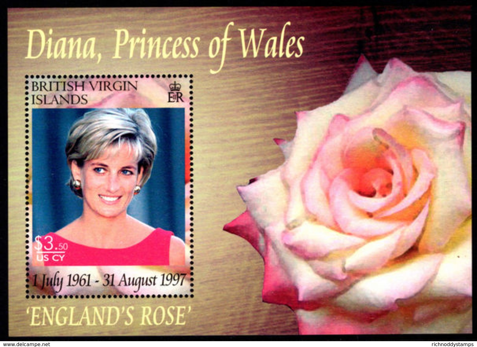 British Virgin Islands 2008 Princess Diana Souvenir Sheet Unmounted Mint. - British Virgin Islands
