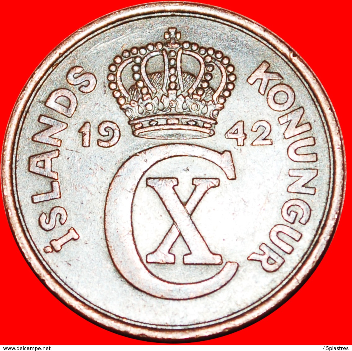 # GREAT BRITAIN: ICELAND ★ 5 ORE 1942 WARTIME (1939-1945)! LOW START ★ NO RESERVE! - Islandia