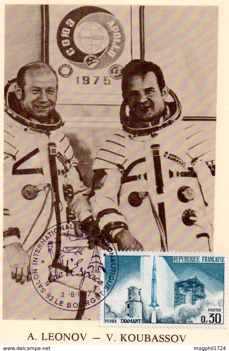 Carte 1er Jour  Soyouz 19   (15-7-1975)-  Alexei A. Leonov Valery N. Koubassov. - Espace