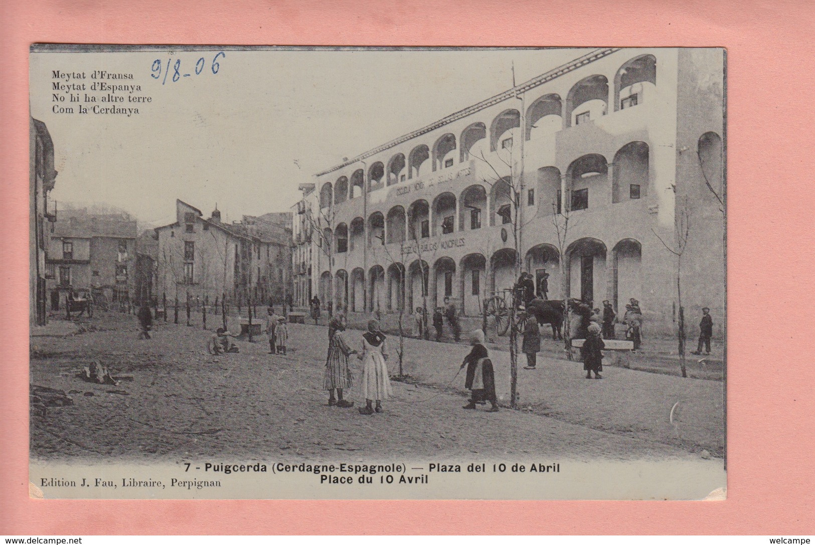 OLD  POSTCARD -   SPAIN - ESPANA - PUIGCERDA  - PLAZA DEL 10 ABRIL - ANIMATED - Gerona