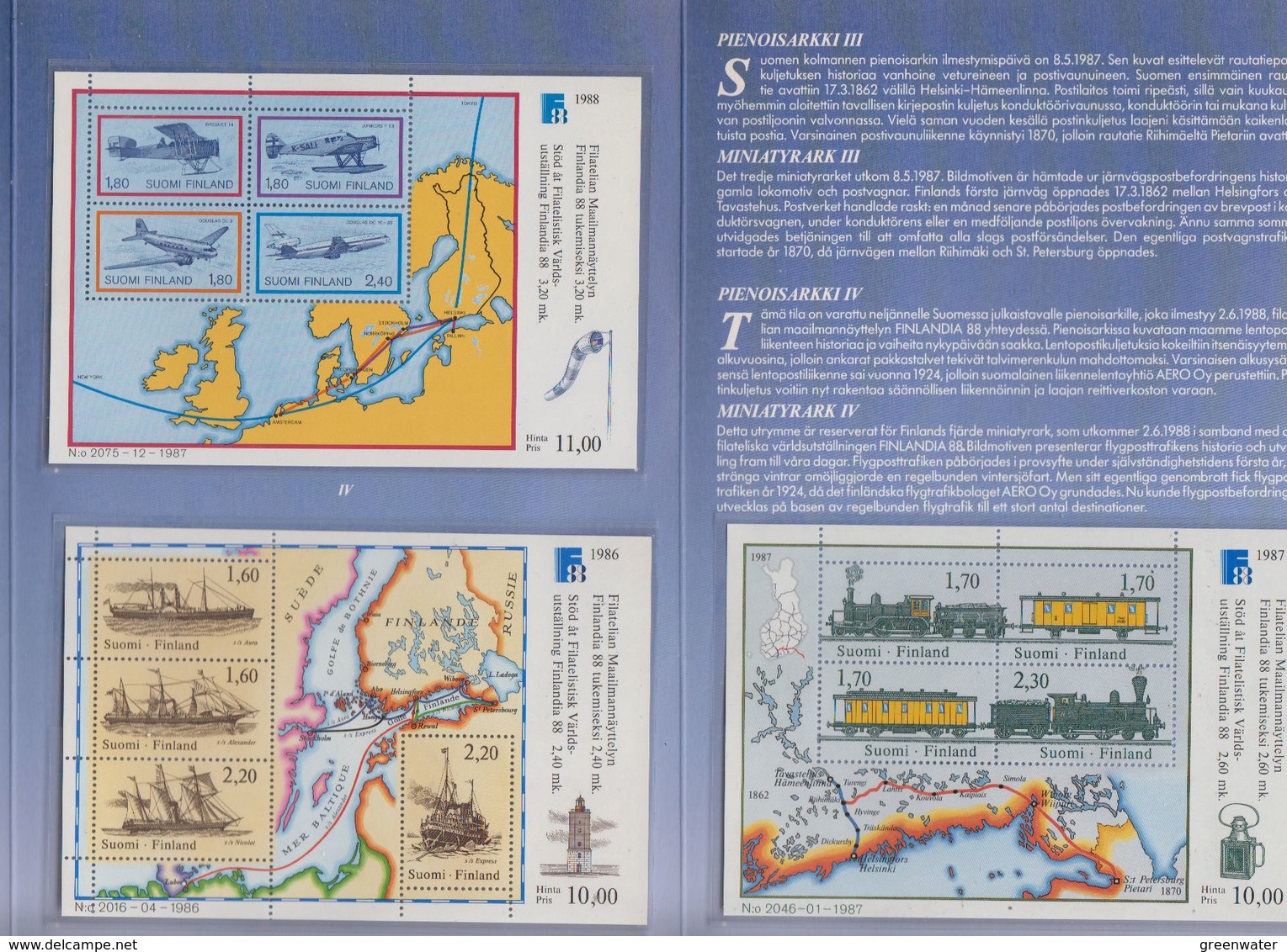 Finland 1988 Finlandia Presentation Folder With 4 M/s ** Mnh (F7704) - Ongebruikt