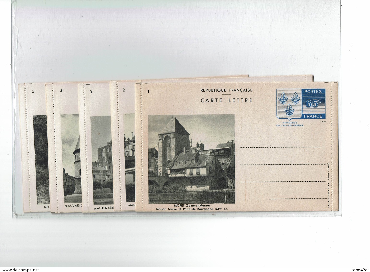 SAPR03 - SERIE NEUVE DE 10 CARTES LETTRE ARMOIRIES DE L'ÎLE DE FRANCE NOIR SUR BLANC 1-1938 YVON TB COTE 320 EUR - Cartes-lettres