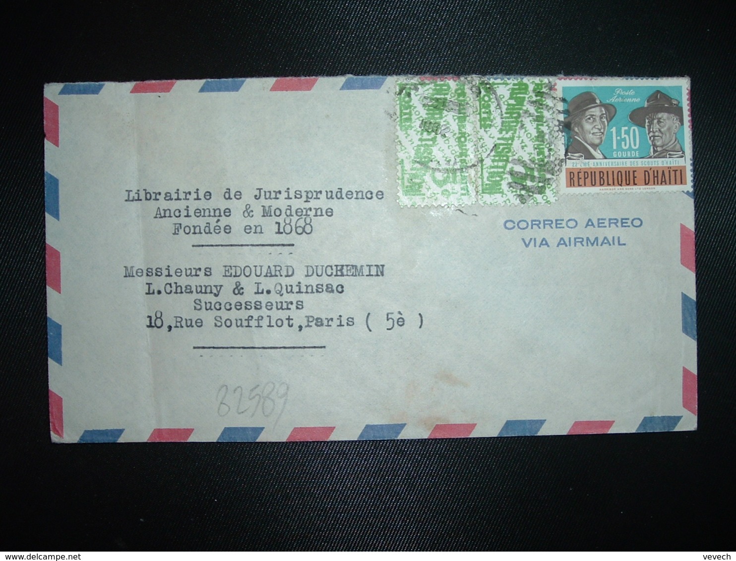 LETTRE Par Avion Pour FRANCE TP SCOUTS 1,50 + ALPHABETISATION 5c Paire OBL.MEC. 1962 - Haiti