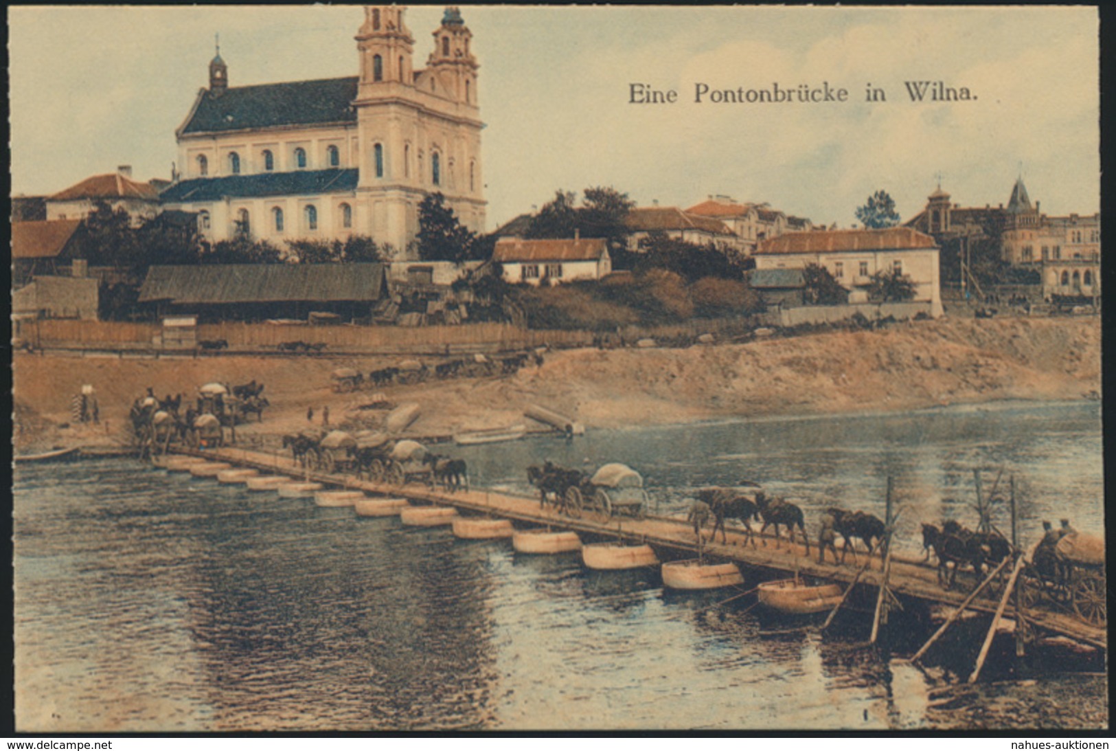 Militaria Ansichtskarte Wilna Litauen Foto Pontonbrücke Ungelaufen - Sonstige & Ohne Zuordnung