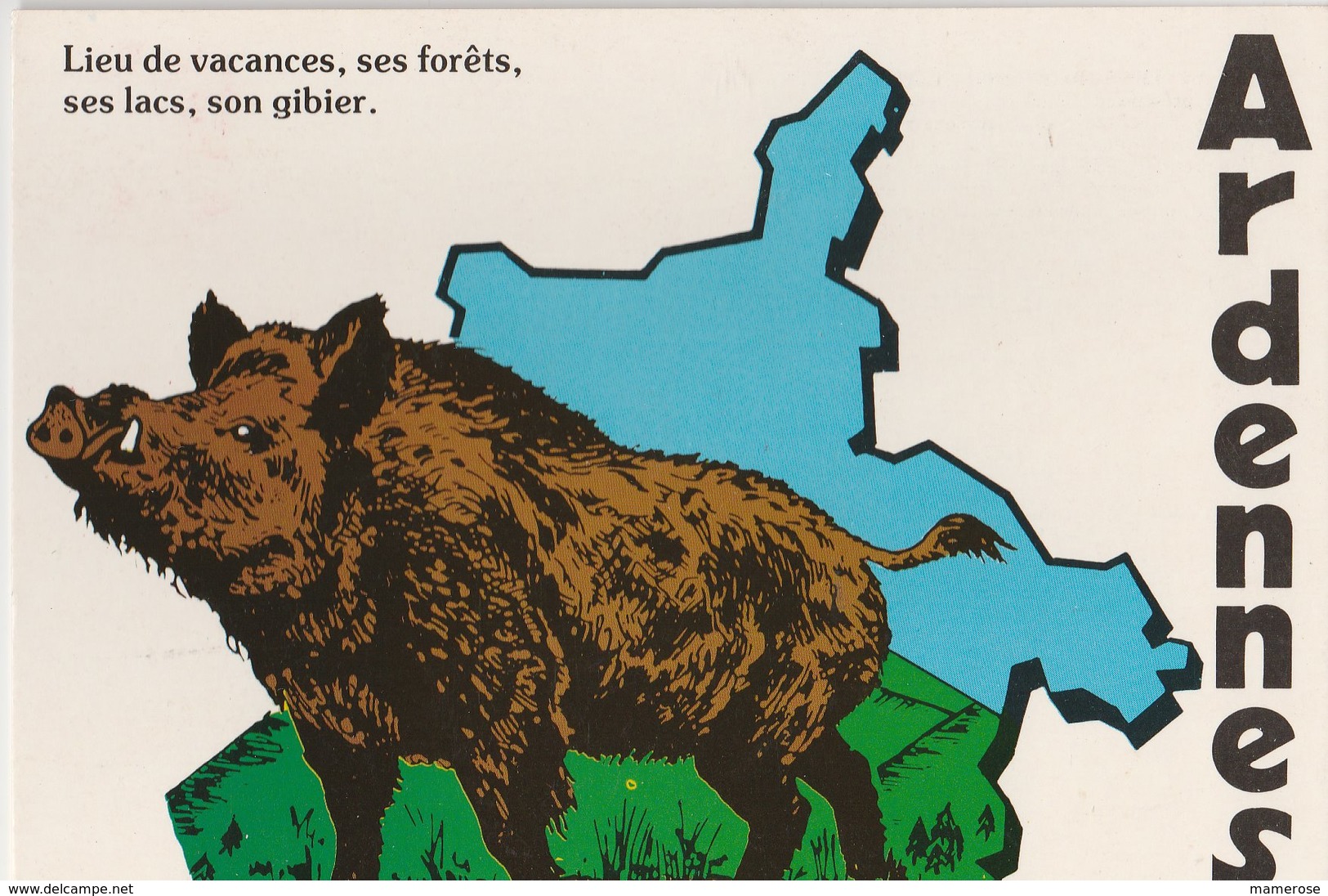 ARDENNES: Lieu De Vacances, Ses Forêts, Ses Lacs, Son Gibier. Sanglier Sur Le Dessin Du Département - Contemporain (à Partir De 1950)