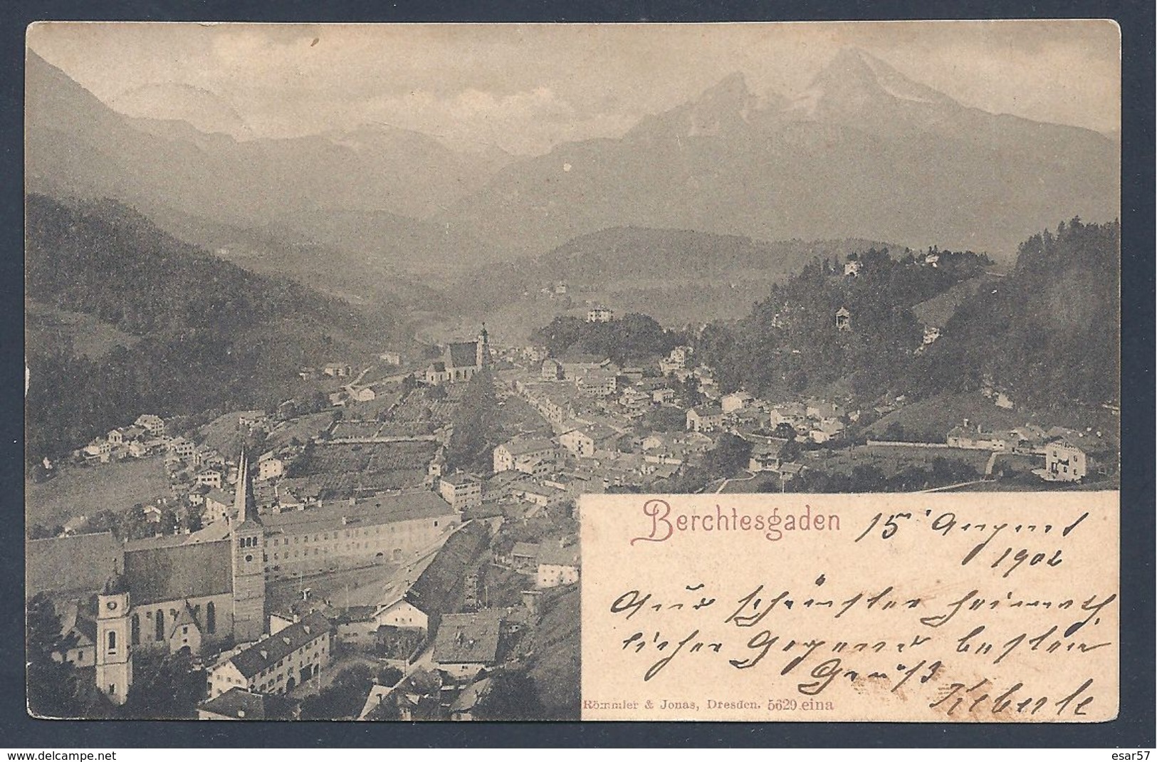 BERCHTESGADEN - Vue Générale Verlag Römmler & Jonas, Dresden écrite 15/08/1902 Pour METZ - Berchtesgaden