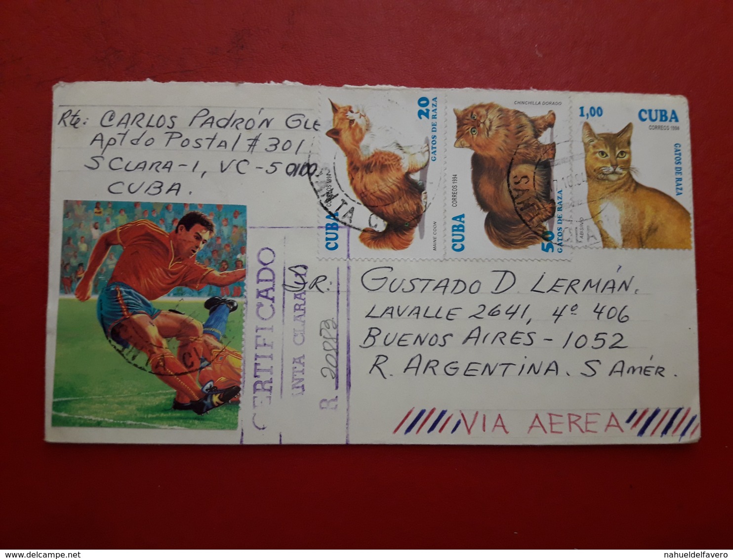Cuba Enveloppe Circulado Avec Timbres De Chats - Gatos Domésticos