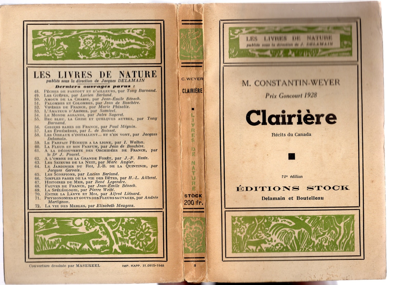 CONSTANTIN-WEYER - CLAIRIÈRE RÉCITS DU CANADA - PRIX GONCOURT 1928 - DÉDICACÉ - 1948 - Abenteuer