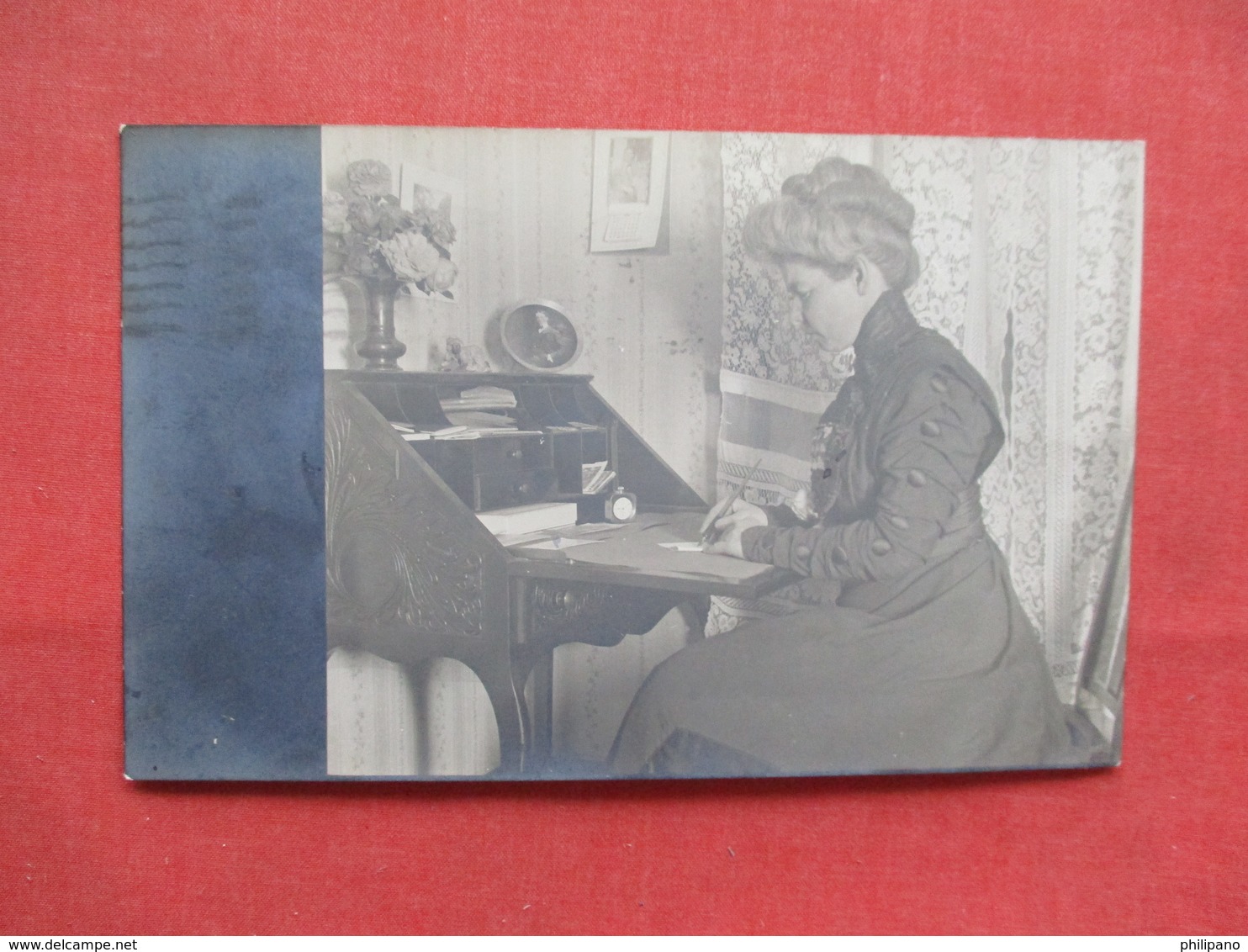 RPPC  Female At Writing Desk Mailed From NY   >  Ref 3230 - To Identify