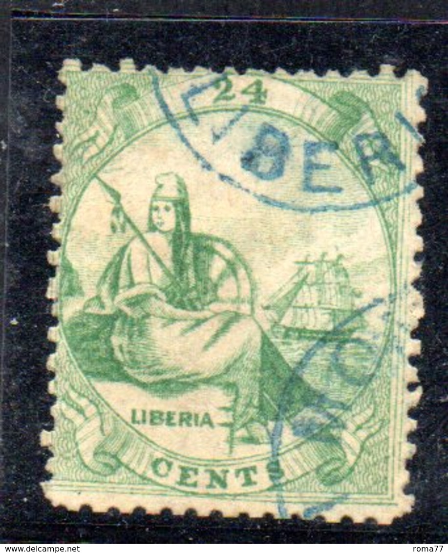 XP4471 - LIBERIA 1860 , 24 Cents Yvert N. 3 Usato  (2380A) - Liberia