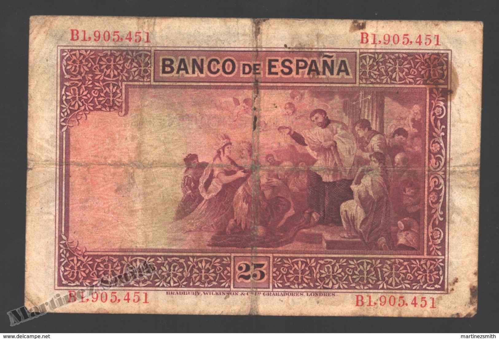 Banknote Spain - 25 Pesetas – October 1926 – Saint Francisco Xavier - Condition G - Pick 71a - 1-2-5-25 Pesetas