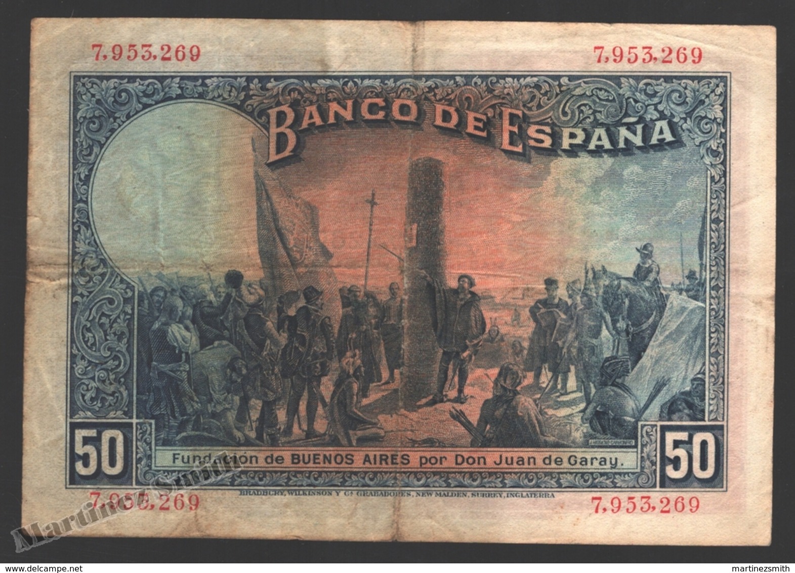 Banknote Spain - 50 Pesetas – May 1927 – King Alfonso XIII - Condition G - Pick 70a - 50 Pesetas