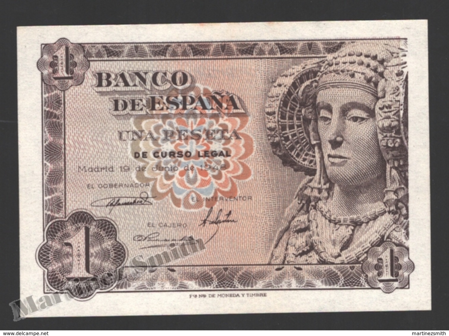 Banknote Spain -  1 Peseta – June 1948 – Dame Of Elche - Dama - Condition VF - Pick 135 - 1-2 Pesetas