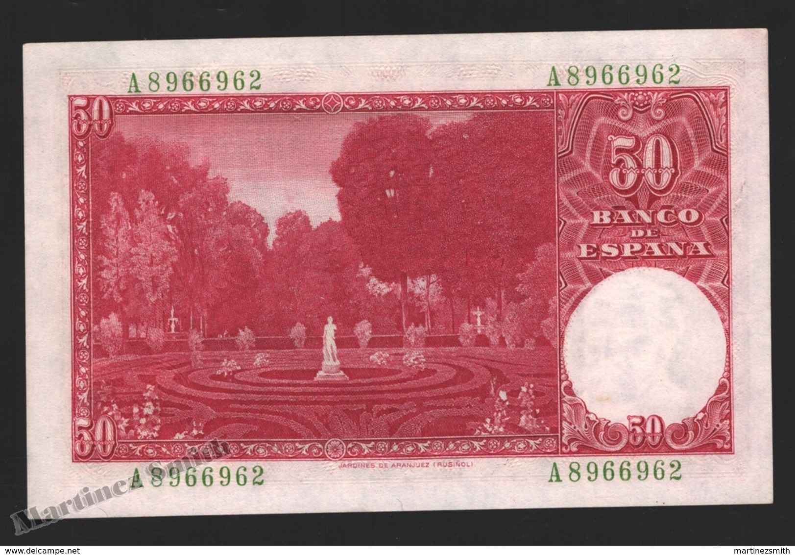 Banknote Spain -  50 Pesetas – December 1951 – Santiago Rusiñol, Paintor - Condition UNC - Pick 141a - 100 Pesetas