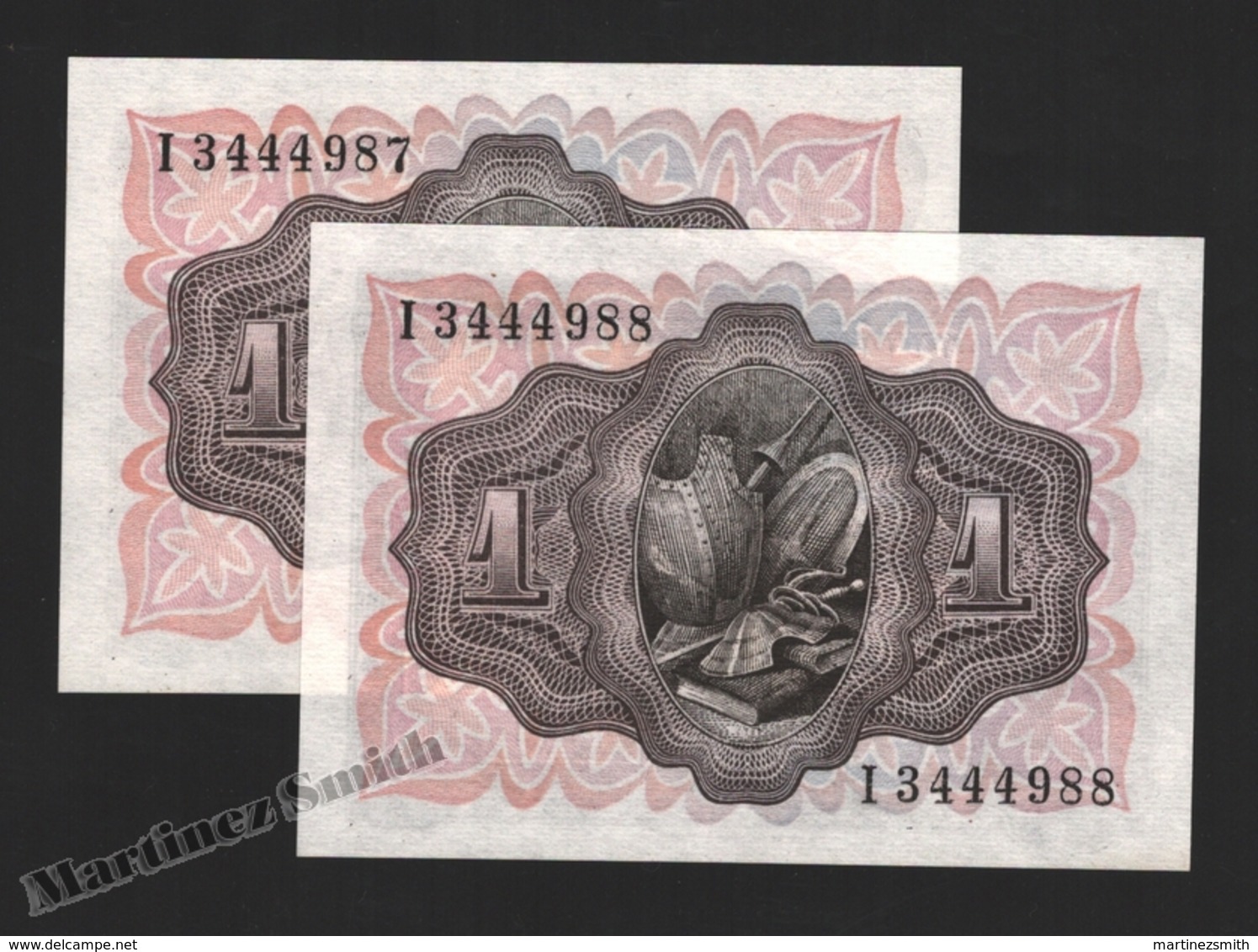 Banknote Spain -  1 Peseta – November 1951 – Don Quijote – Correlative Pair - Condition UNC - Pick 139a - 5 Pesetas