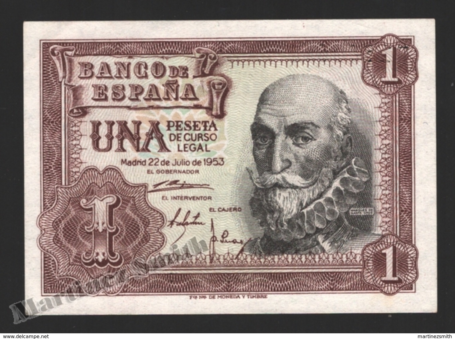 Banknote Spain -  1 Peseta – July 1953 – Marques De Santa Cruz - Condition VF - Pick 144a - 1-2 Pesetas