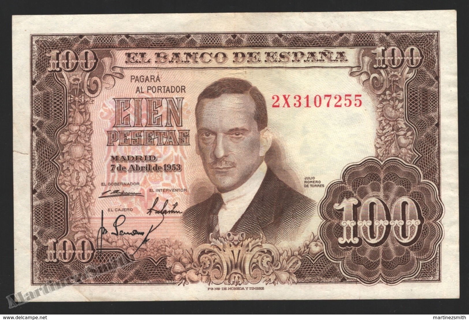 Banknote Spain -  100 Pesetas – April 1953 – Julio Romero De Torres - Condition FF - Pick 145a - 100 Pesetas