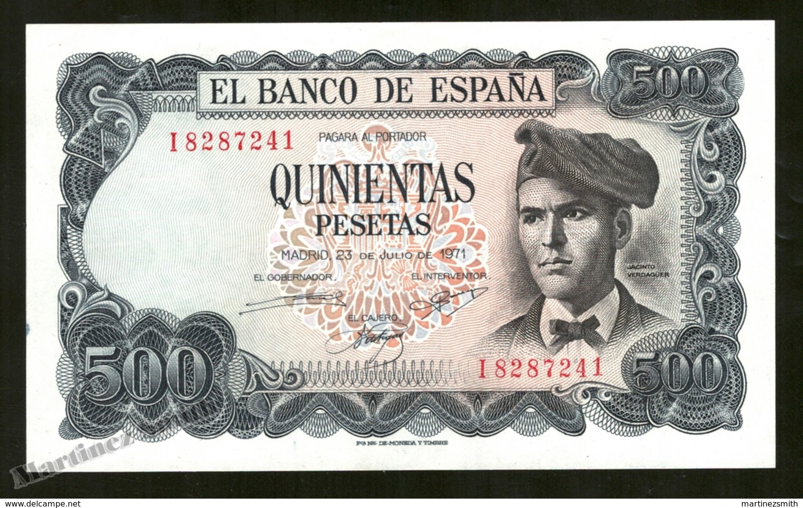 Banknote Spain -  500 Pesetas – July 1971 – Jacinto Verdaguer - Condition UNC - Pick 153a - 500 Pesetas