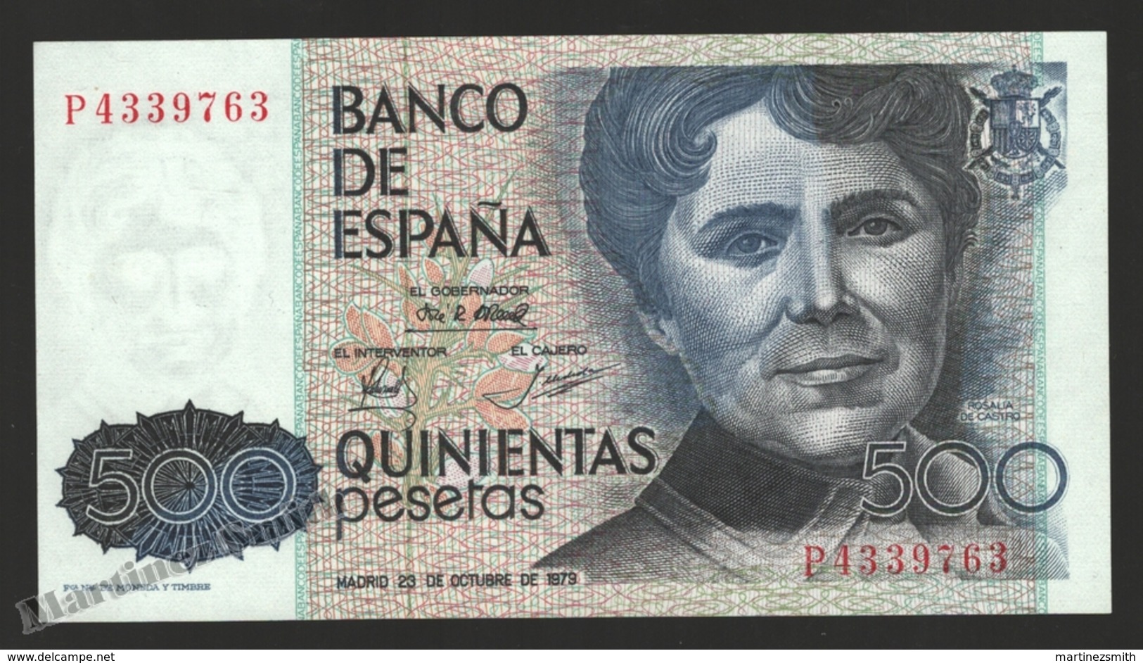 Banknote Spain -  500 Pesetas – October 1979 – Rosalia De Castro, Writer - Condition UNC - Pick 157 - [ 4] 1975-… : Juan Carlos I