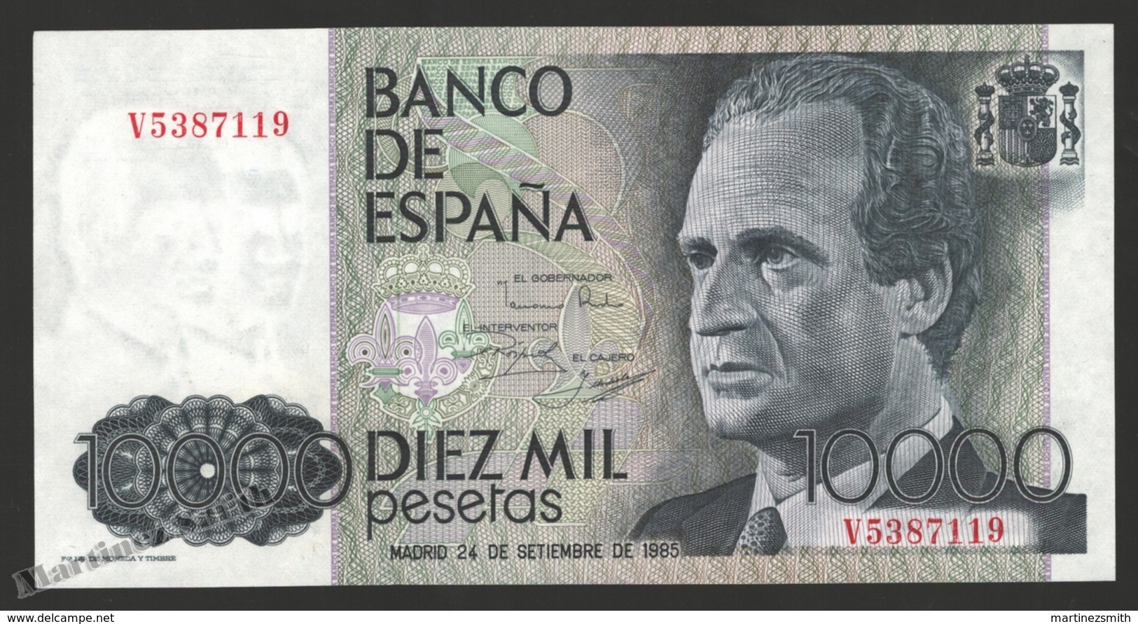 Banknote Spain -  10000 Pesetas – September 1985 – King Juan Carlos I, Prince Felipe - Condition UNC - Pick 161 - [ 4] 1975-… : Juan Carlos I