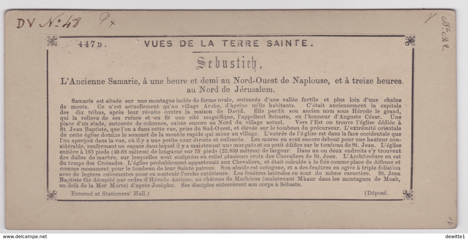 Stereoscopische Kaart.  SEBUSTICH. ,L'Ancienne Samarie. - Cartes Stéréoscopiques