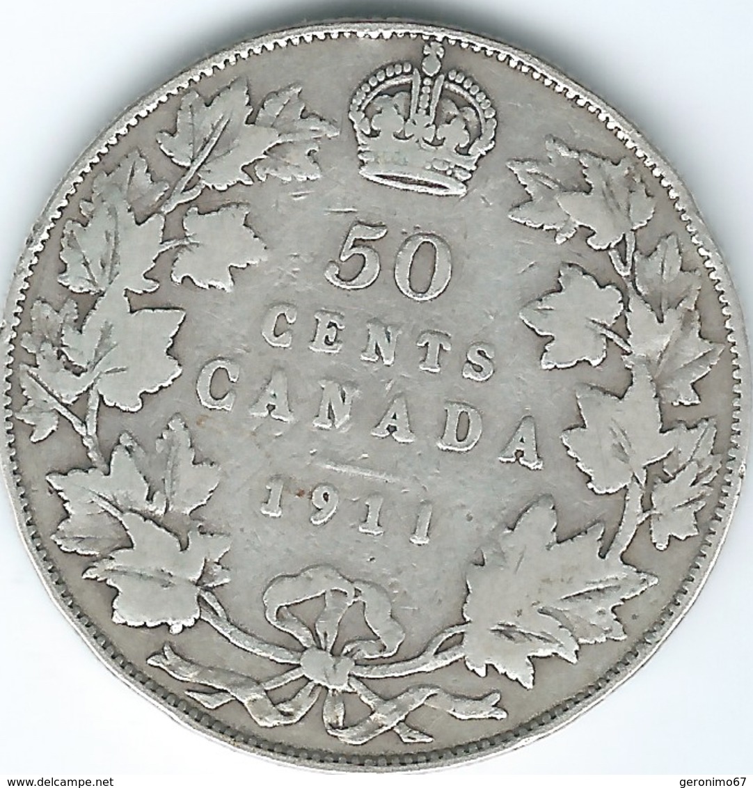 Canada - George V - 50 Cents - 1911 (KM19) Scarce Coin - Canada