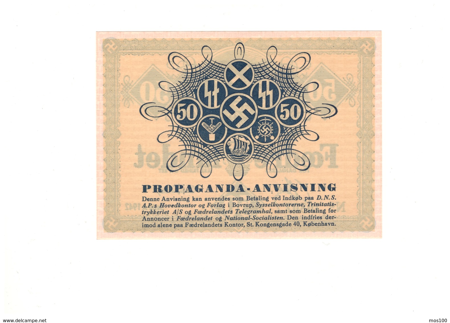 SS Freikorps Dänemark / SS Free Corps Denmark - Propagandageld / Propaganda Currency - UNC / Kassenfrisch - DNSAP 1942 - Andere & Zonder Classificatie