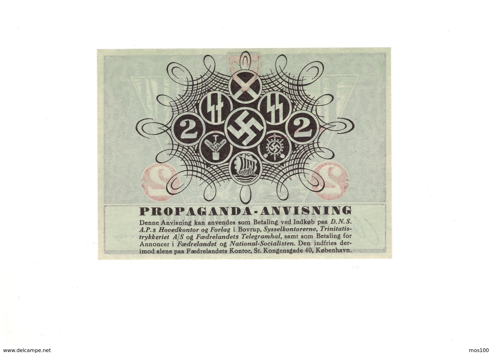 SS Freikorps Dänemark / SS Free Corps Denmark - Propagandageld / propaganda currency - UNC / kassenfrisch - DNSAP 1942