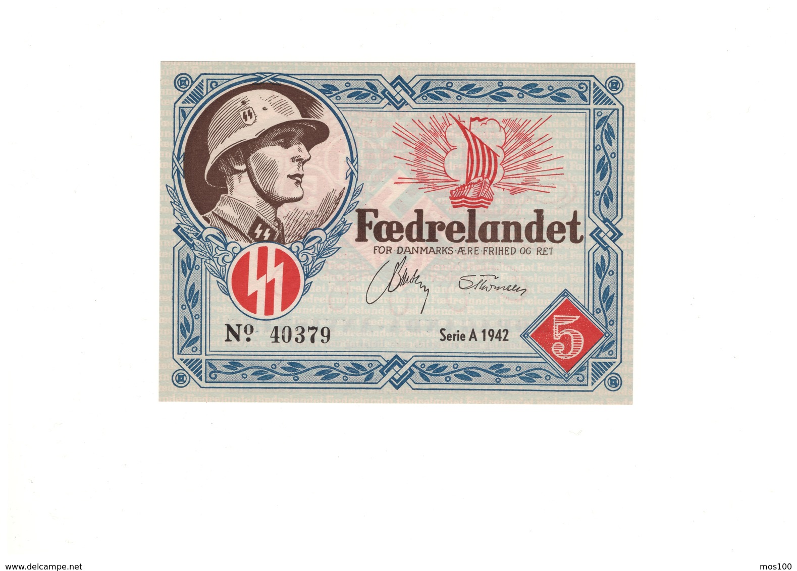 SS Freikorps Dänemark / SS Free Corps Denmark - Propagandageld / propaganda currency - UNC / kassenfrisch - DNSAP 1942