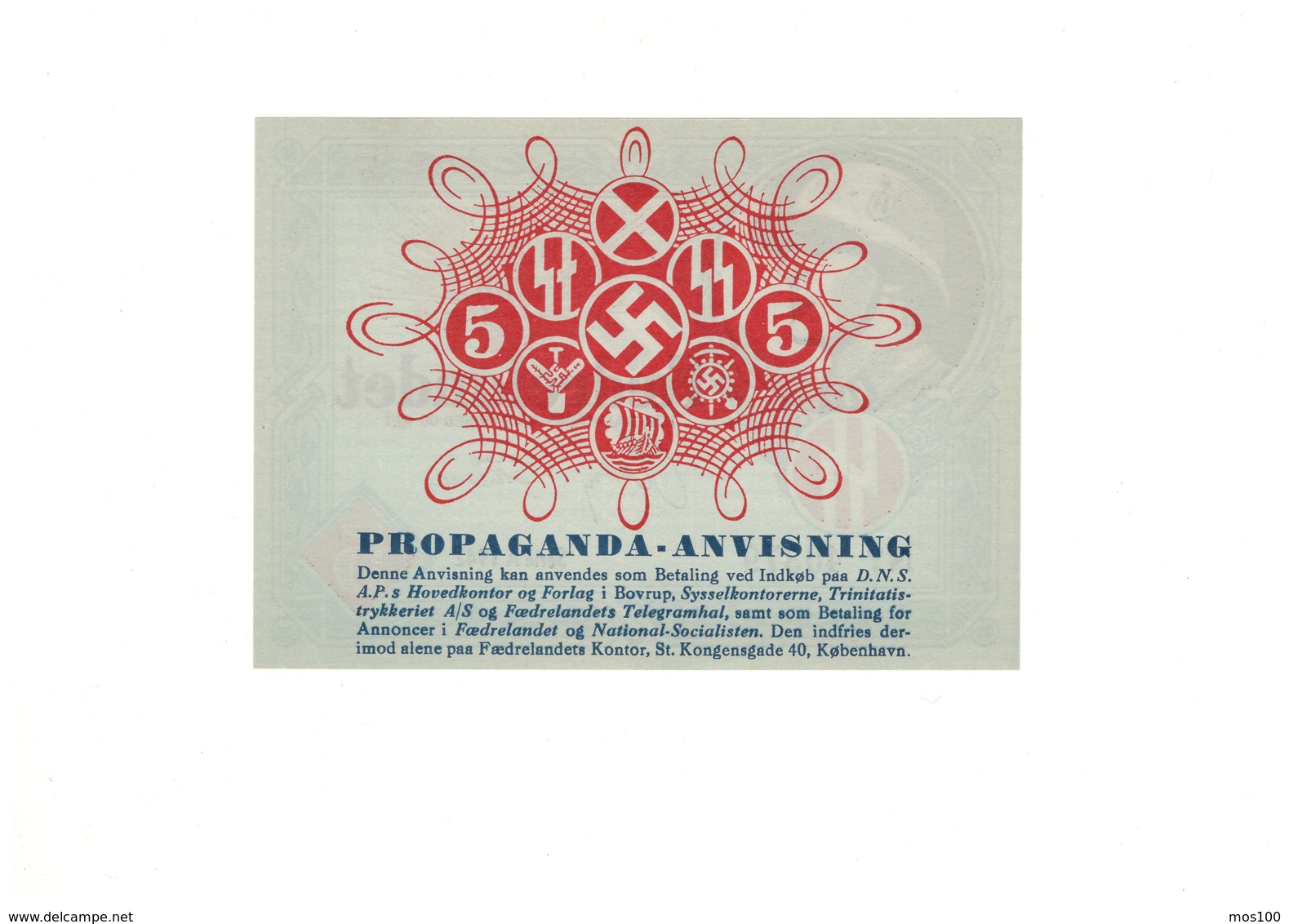 SS Freikorps Dänemark / SS Free Corps Denmark - Propagandageld / propaganda currency - UNC / kassenfrisch - DNSAP 1942