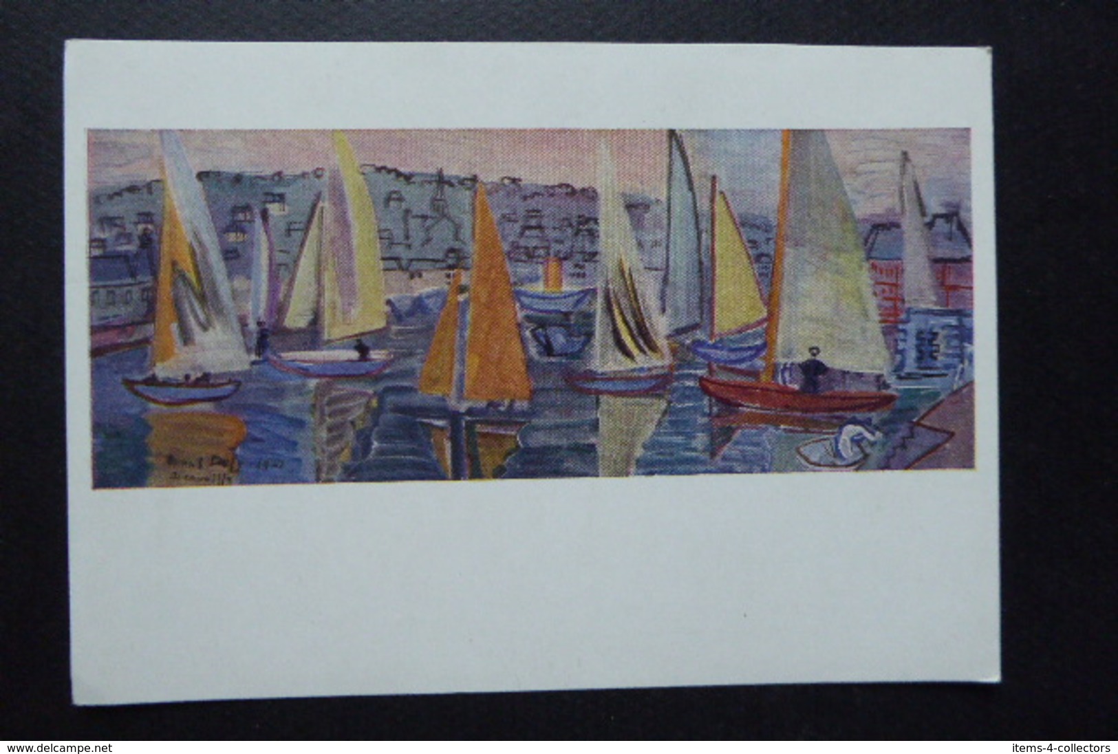 PAINTING PRINT CARD MINT YACHTS AT DEAUVILLE BY RAOUL DUFY "THIS HAPPY BREED OF MEN, THIS LITTLE WORLD, THIS PRECIOUS ST - Pittura & Quadri